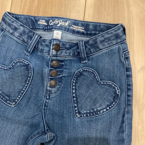 EUC Cat & Jack Brand Girls Teen Tween Size 12 Super Flare Stretch Jeans Denim - Picture 5 of 12